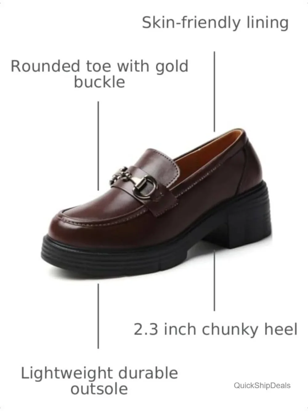 Chunky Platform Penny Loafers for Women Slip On Faux Leather Shoes
